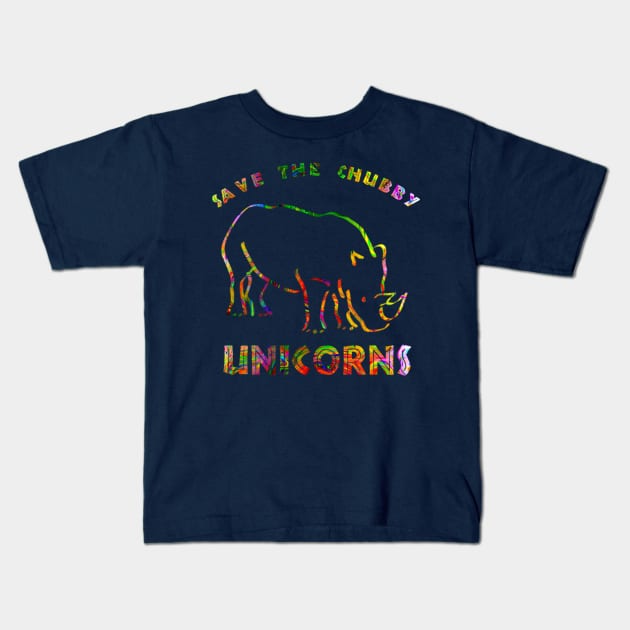 Save The Chubby Unicorns Nature Rhinoceros Lovers Kids T-Shirt by klimentina